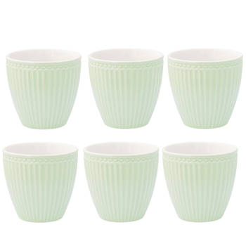 Set van 6x Stuks Beker (latte cup) GreenGate Alice lichtgroen 300 ml - Ø 10 cm