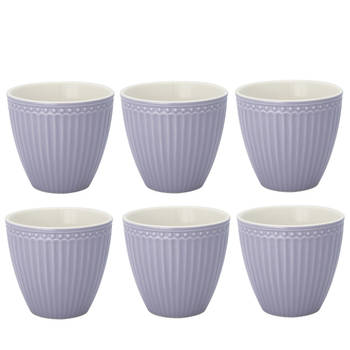 Set van 6x Stuks Beker (latte cup) GreenGate Alice lavendel 300 ml Ø 10 cm