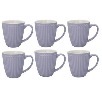 GreenGate Koffiemokken Alice Lavender 350 ml - Set van 6 Stuks