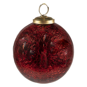 Clayre & Eef Kerstbal Ø 9 cm Rood Glas Kerstdecoratie Rood Kerstdecoratie