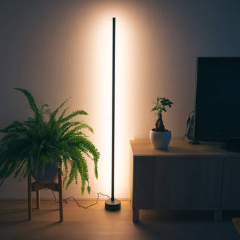 Proventa Smart Hoeklamp Zwart - Full Color - Dimbaar & Bedienbaar met App - 138cm