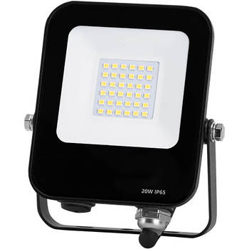 LED Bouwlamp - LED Schijnwerper - Aigi Rekan - 20 Watt - Helder/Koud Wit 6500K - Waterdicht IP65 - Rechthoek - Mat Zwart