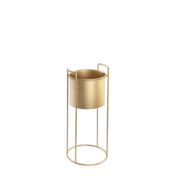 Bloempot Glamour Goud Rond met Standaard - Metaal - M - Ø 20 x H 50 cm