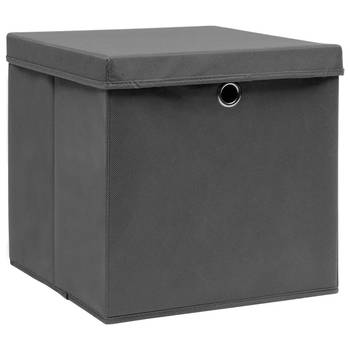 The Living Store Opbergbox - Inklapbaar - Grijs - 32 x 32 x 32 cm - Nonwoven stof