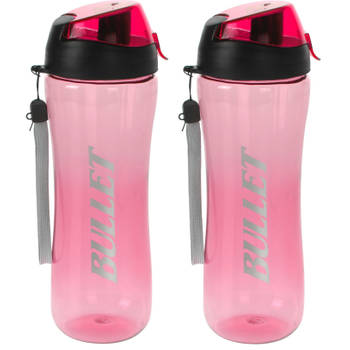 2x stuks bidon drinkfles/waterfles roze 700 ml - Drinkflessen