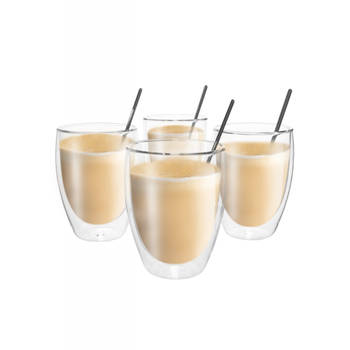 Vaja Trends Koffieglazen - latte macchiato met Lepel – 4x450 ml
