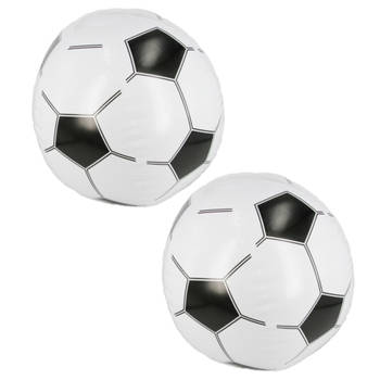 Set van 2x stuks opblaasbare voetbal print strandbal 30 cm - Strandballen