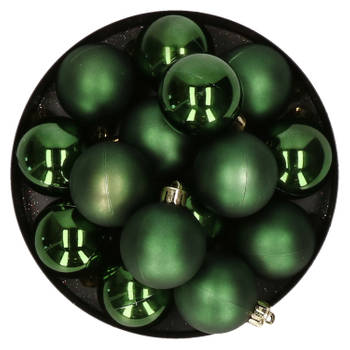 32x stuks kunststof kerstballen dennengroen 4 cm - Kerstbal