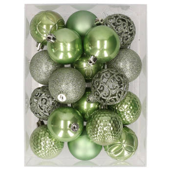 37x stuks kunststof kerstballen lichtgroen 6 cm glans/mat/glitter mix - Kerstbal