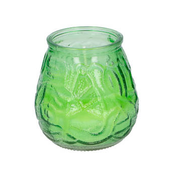 1x Citronella lowboy tafelkaarsen 10 cm groen glas - geurkaarsen