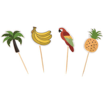 20x Tropisch/Hawaii/Zomers thema cocktailprikkers 10 cm - Cocktailprikkers