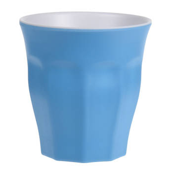 Onbreekbare kunststof/melamine blauwe drinkbeker 9 x 8.7 cm voor outdoor/camping - Drinkbekers