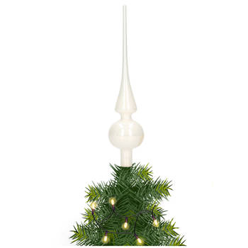 Glazen kerstboom piek/topper wit glans 26 cm - kerstboompieken