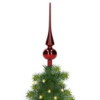 Glazen kerstboom piek/topper bordeaux rood glans 26 cm - kerstboompieken