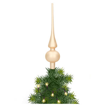 Glazen kerstboom piek/topper champagne mat 26 cm - kerstboompieken