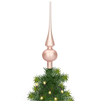 Glazen kerstboom piek/topper lichtroze mat 26 cm - kerstboompieken