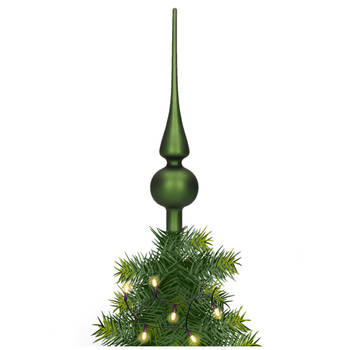 Glazen kerstboom piek/topper dennengroen mat 26 cm - kerstboompieken