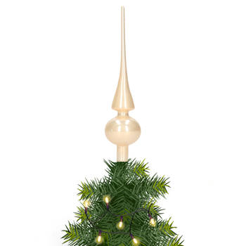 Glazen kerstboom piek/topper champagne glans 26 cm - kerstboompieken