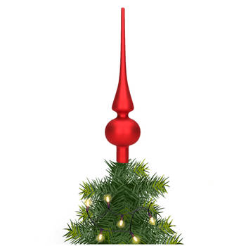 Glazen kerstboom piek/topper rood mat 26 cm - kerstboompieken