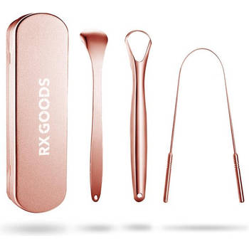 RX Goods Rosé Gouden Tongschraper voor Mondverzorging – 4 Stuks – Duurzaam & Herbruikbaar