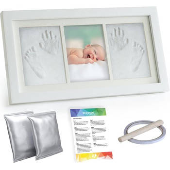 RX Goods Baby Fotolijst met Klei Voetafdruk & Handafdruk – Kraamcadeau Babyshower – Geen Gips, Inkt