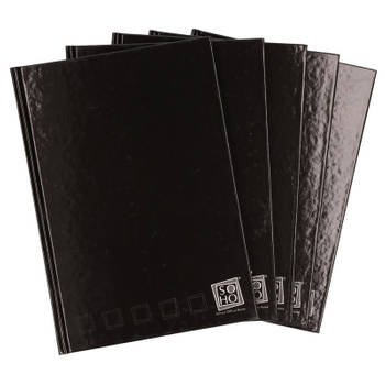5x Zwarte schriften met harde kaft gelinieerd A4 formaat - Schriften