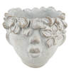 Clayre & Eef Bloempot Hoofd 20x18 cm Grijs Steen Grijs