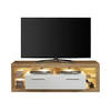 Rock TV-meubel 150 cm 1 deur, 4 open vakken Wotan Eiken decor, wit, wit hoogglans.