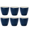 Set van 6x Stuks Beker (latte cup) GreenGate Alice donkerblauw 300 ml - Ø 10 cm