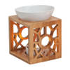 Geurbrander voor amberblokjes/geurolie/waxmelts - bamboo/keramiek - 12 x 10 x 14 cm - Geurbranders