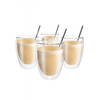 Vaja Trends Koffieglazen Set – Theeglazen met Lepel – 4x350 ml