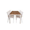 Bois tuinmeubelset tafel 90x205cm en 6 stoel Texas wit, naturel.