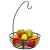 Metalen fruitmand/fruitschaal met bananenhouder zwart rond 28 x 40 cm - Fruitschalen