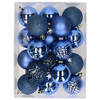 37x stuks kunststof kerstballen konings blauw 6 cm - Kerstbal