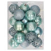 37x stuks kunststof kerstballen spa blauw 6 cm - Kerstbal