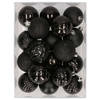 Set van 37x stuks kunststof/plastic kerstballen zwart 6 cm - Kerstbal