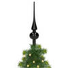 Glazen kerstboom piek/topper zwart glans 26 cm - kerstboompieken