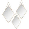 Set van 3x spiegels/wandspiegels ruit metaal goud met ketting - Spiegels