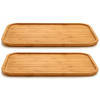 Set van 2x stuks voedsel/hapjes serveerplank van bamboe 36 x 24 cm met rand - Serveerplanken