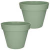 2x stuks bloempotten Toscane kunststof groen D30 x H26 cm - Plantenpotten