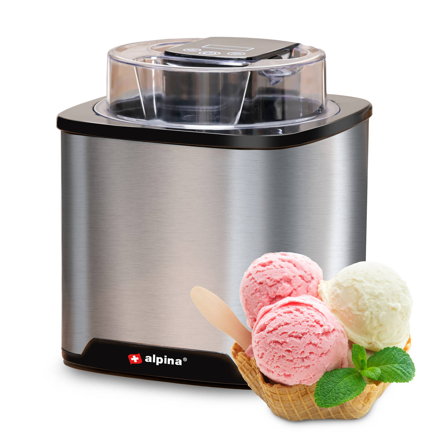 Alpina Ijsmachine Roomijs Frozen Yoghurt Sorbet Etc 2 L Zelfuitschakeling Rvs Zilverkleurig