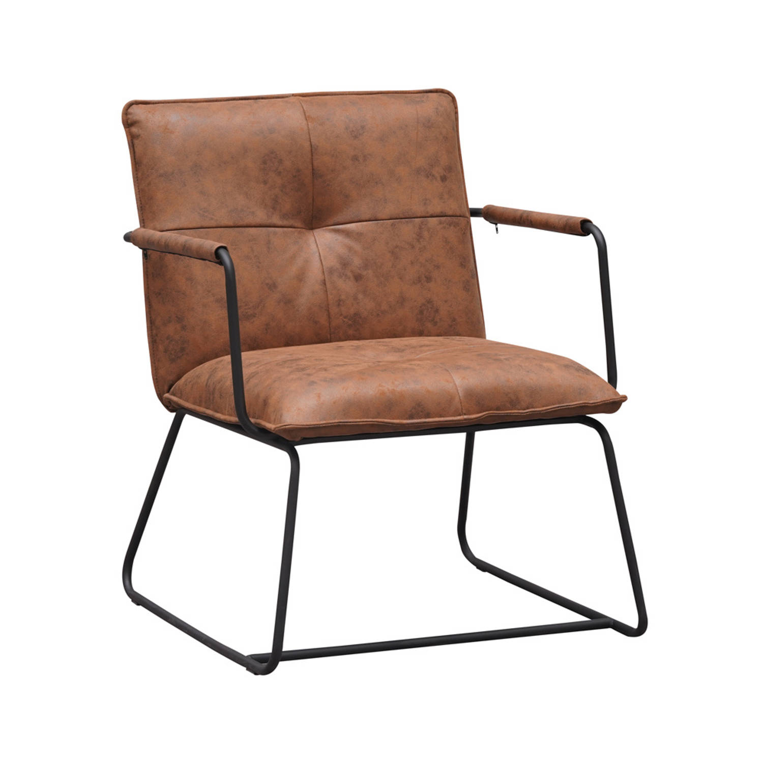 Industriële fauteuil Hailey cognac ecoleder