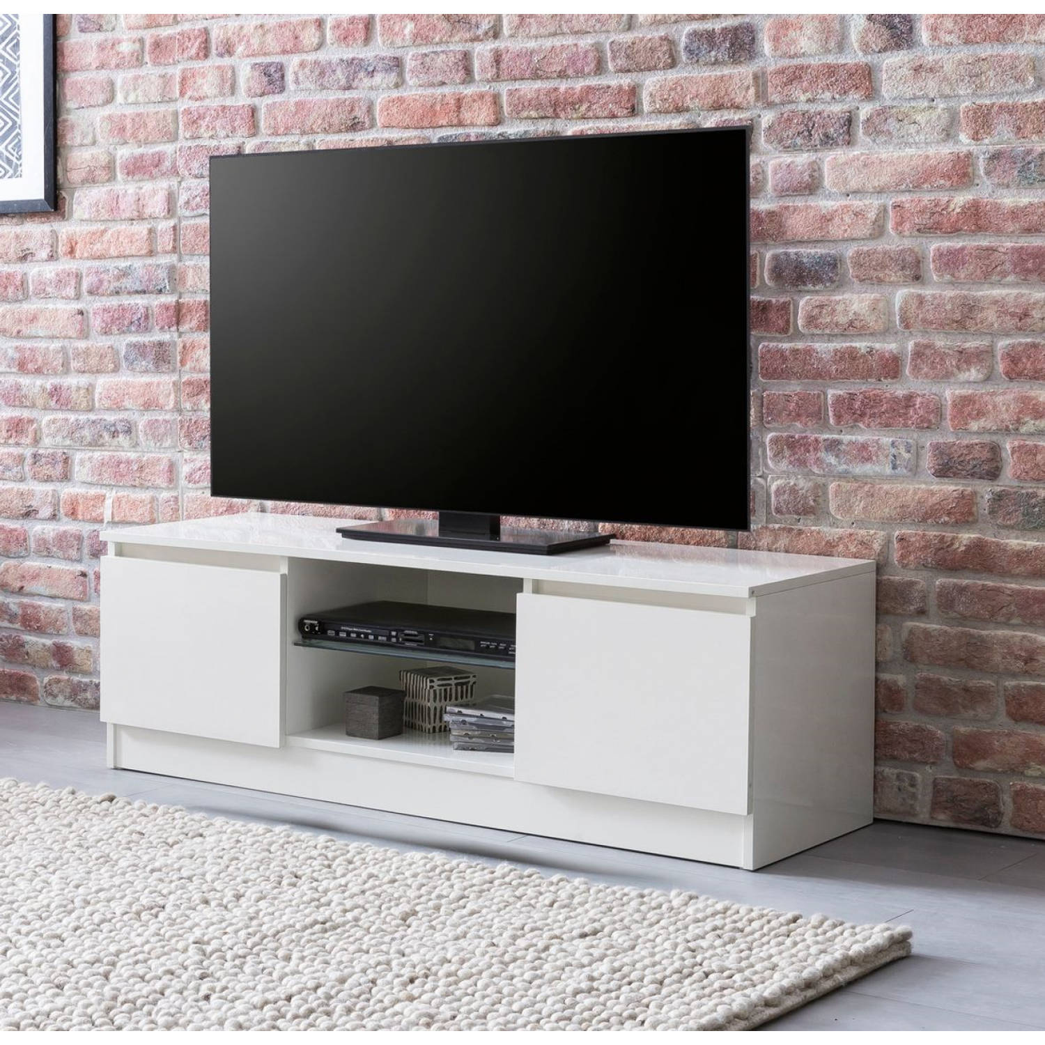 Beperking Nageslacht Manifestatie TV meubel - TV kast - led verlichting - 120 cm breed - wit | Blokker