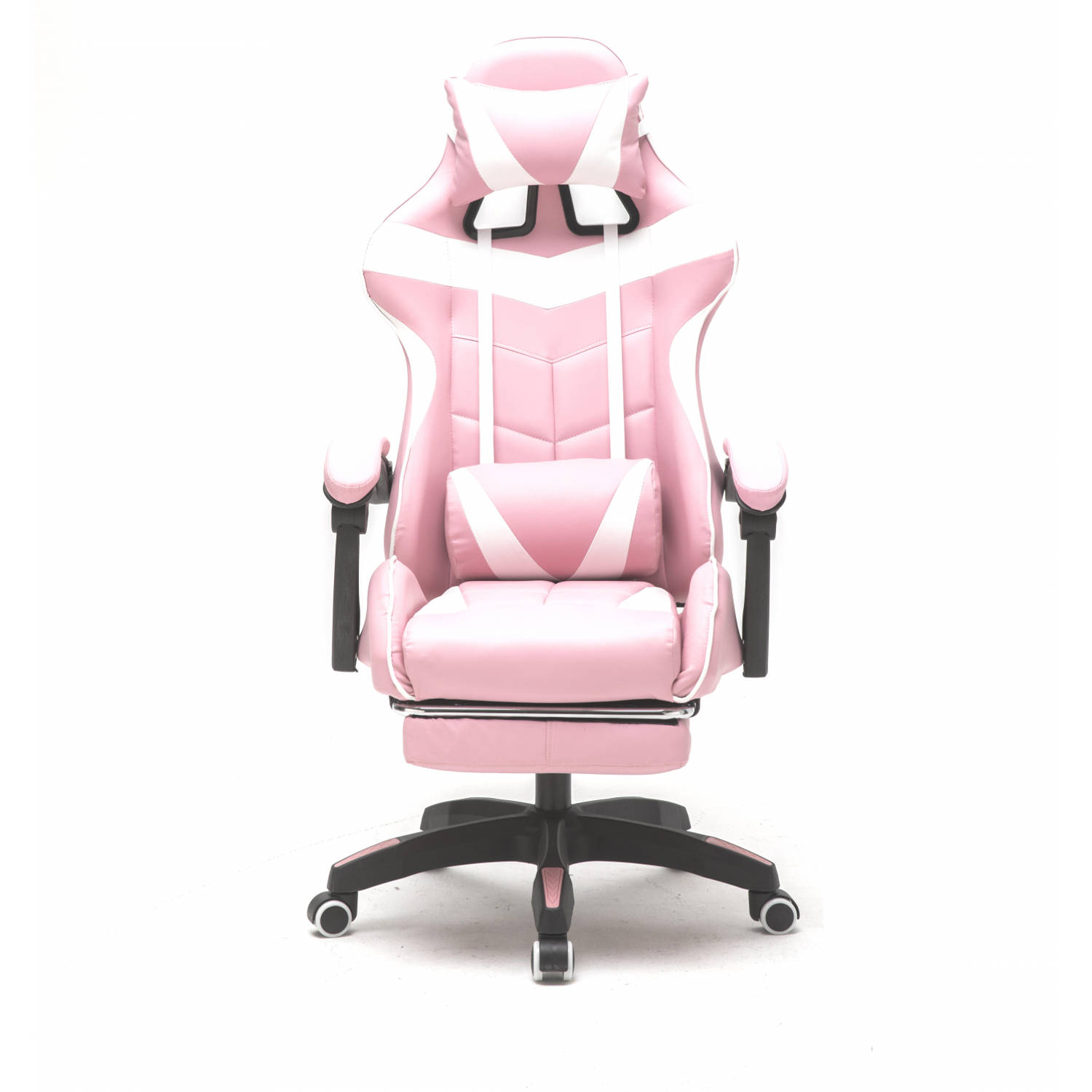 door elkaar haspelen De neiging hebben Bloemlezing Gamestoel met voetsteun Cyclone tieners - bureaustoel - racing gaming stoel  - roze wit | Blokker