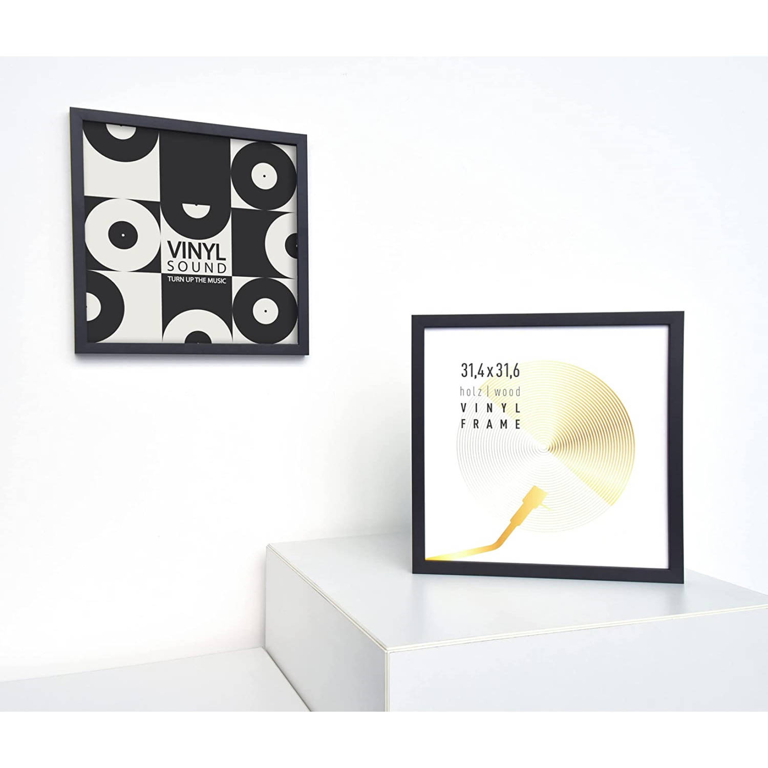 statisch Sleutel betreden Vinyl lp platen wissellijst - frame lijst voor inlijsten LP vinyl elpee  platen - hout - zwart - 3 stuks | Blokker