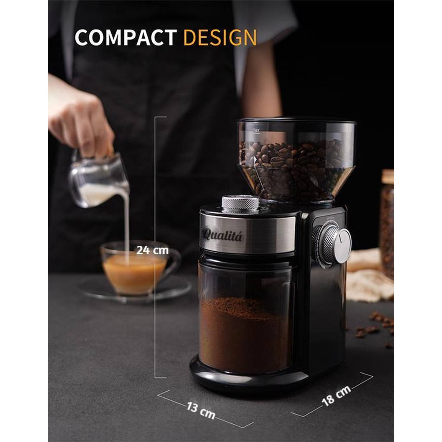 Jeugd Ananiver rukken Qualitá® Elektrische Koffiemolen – Coffee grinder – Bonenmaler | Blokker