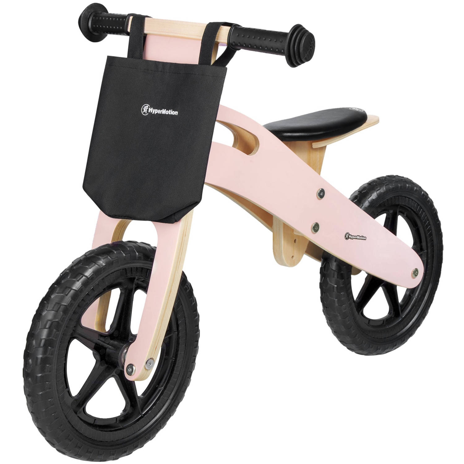 HyperMotion step loopfiets scooter kinderfiets voor meisje meisjes kinder fiets loopfietsen kinderfietsen houten peuterfiets hout babyfiets loopfietsje loopfietsjes roze zwart kind