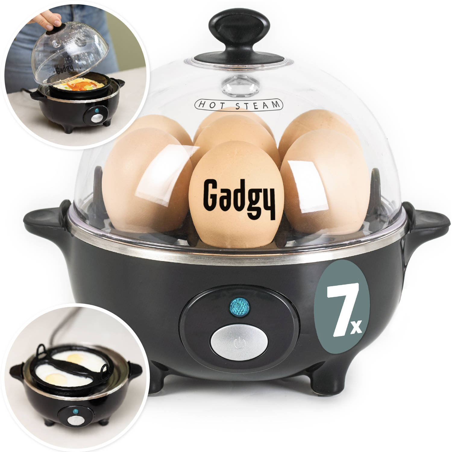 Gadgy Eierkoker Elektrisch 7 Eieren Koken, Pocheren, Roerei, Omelet Vaatwasbestendig Eierkoker