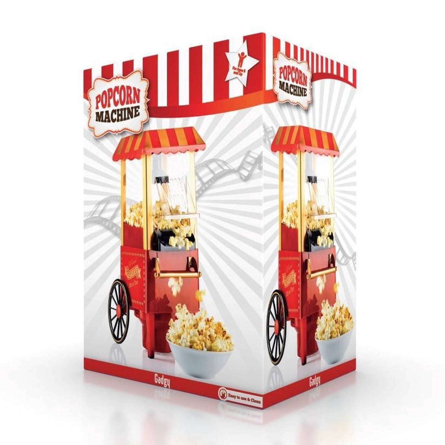 Vooraf Absurd motief Gadgy Popcorn Machine - Klassieke Popcorn Maker - hete lucht, vetvrij - 39  x 24 cm.- 1200 watt | Blokker