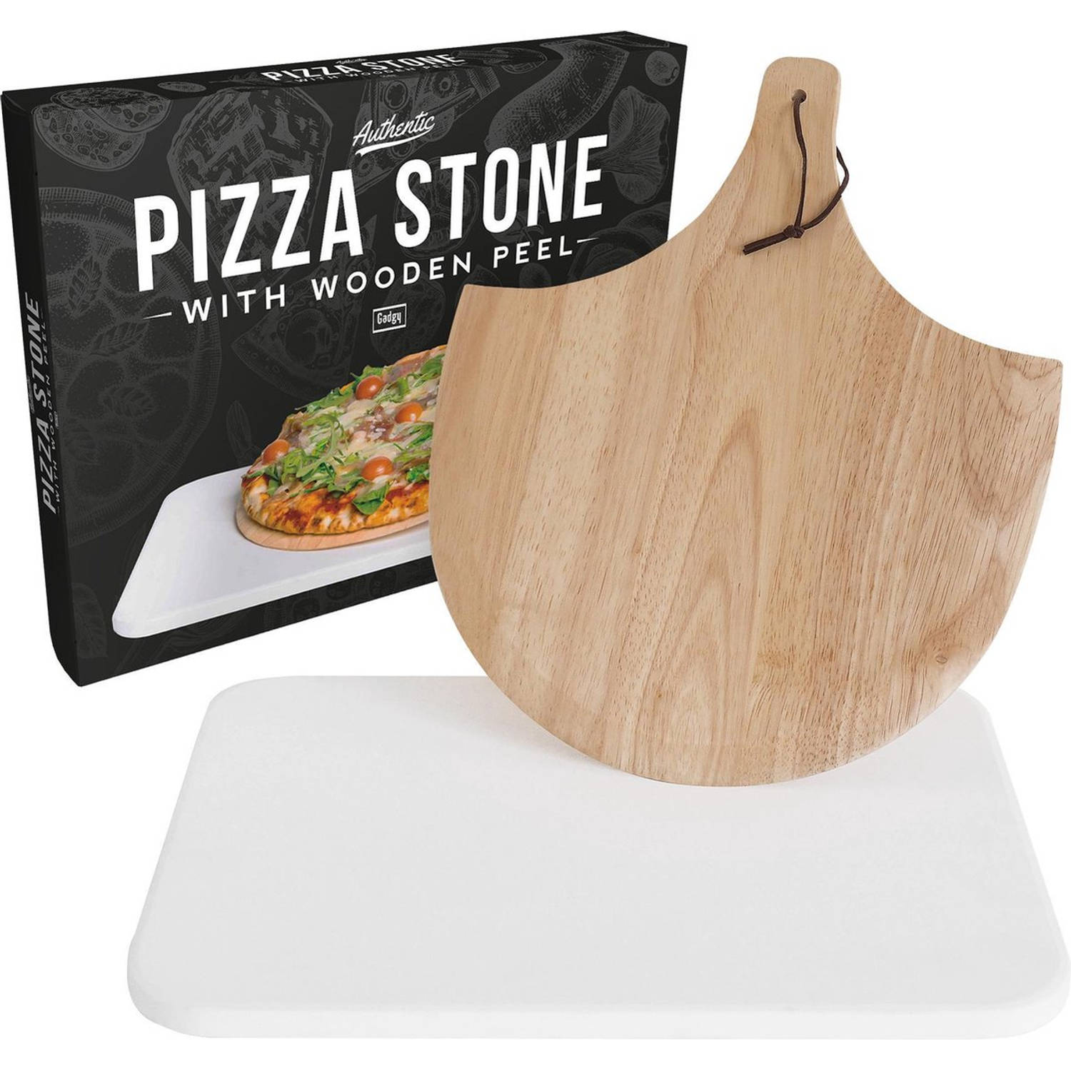 Gadgy Pizzasteen met Pizzaschep Cordieriet voor Knapperige Pizzabodem Pizzasteen voor BBQ Oven of Kamado